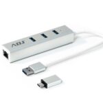 HUB USB 3.0 3P ADATTATORE TYPE-C SL 3*USB 3.0 + RJ45 ADJ