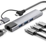 HUB USB 3.0 ADATTATORE TYPE-C NEURA 3*USB 3.0 + RJ45 USB A+C 2IN1 ADJ