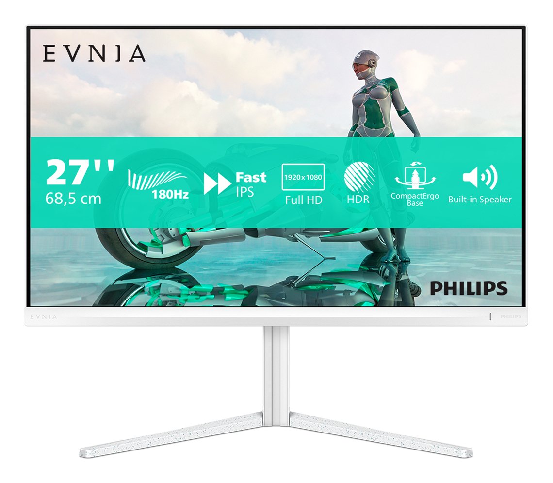 27M2N3201A_00_1.jpg MON 27VA FHD GAMING 180HZ 1MS DP 27M2N3201A 2XHDMI WHITE PIVOT MM - immagine 1