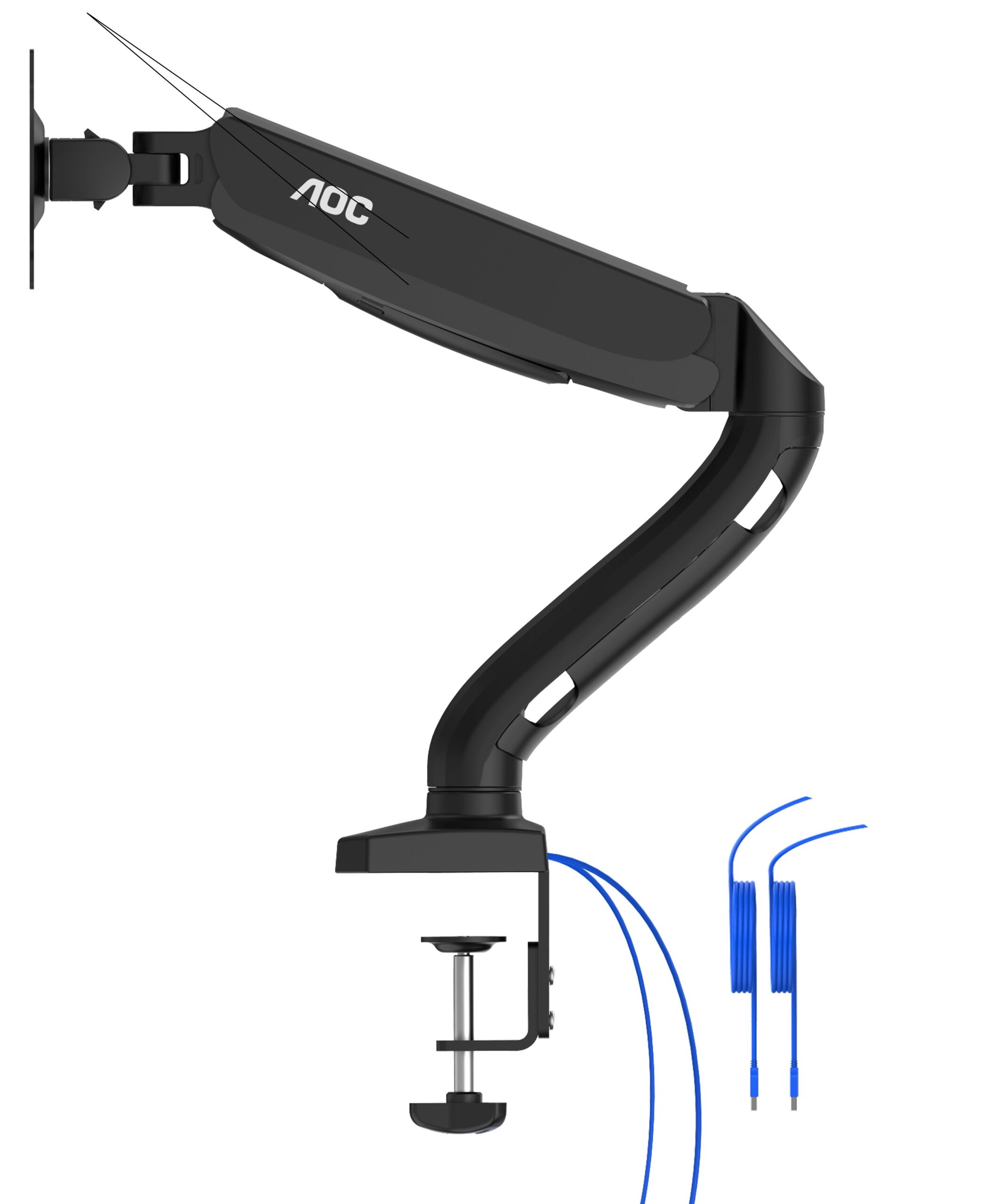 AS110DX_1.jpg STAFFA TV/MONITOR DA TAVOLO MORSA HUB USB DA 13 A 32 9KG A GAS - immagine 1