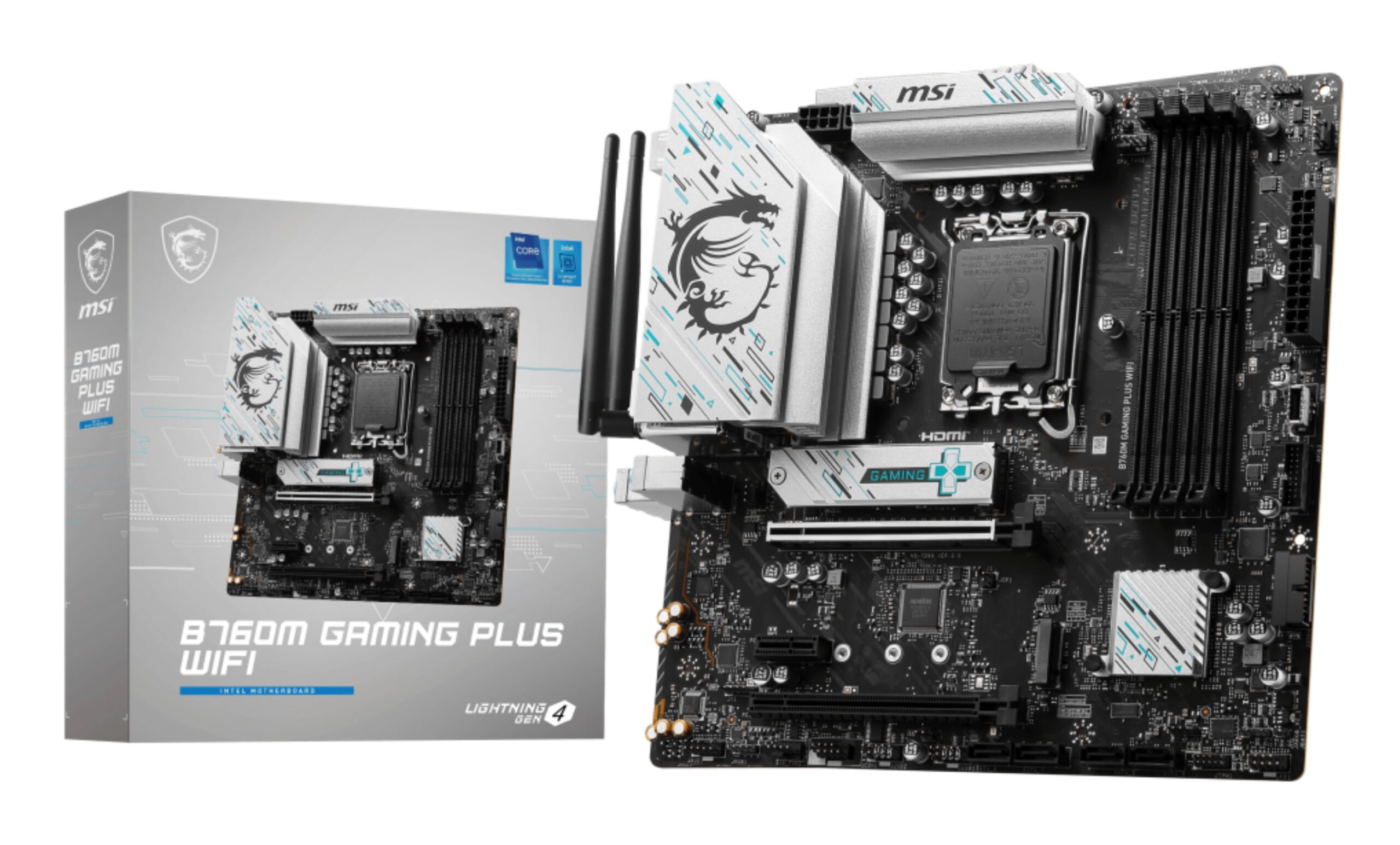 B760M GAMING PLUS WF_1.jpg MB MSI B760M GAMING PLUS WIFI 1700 4D5 2M.2 4S3 U3.2 GBL H/D MATX DDR5 - immagine 1
