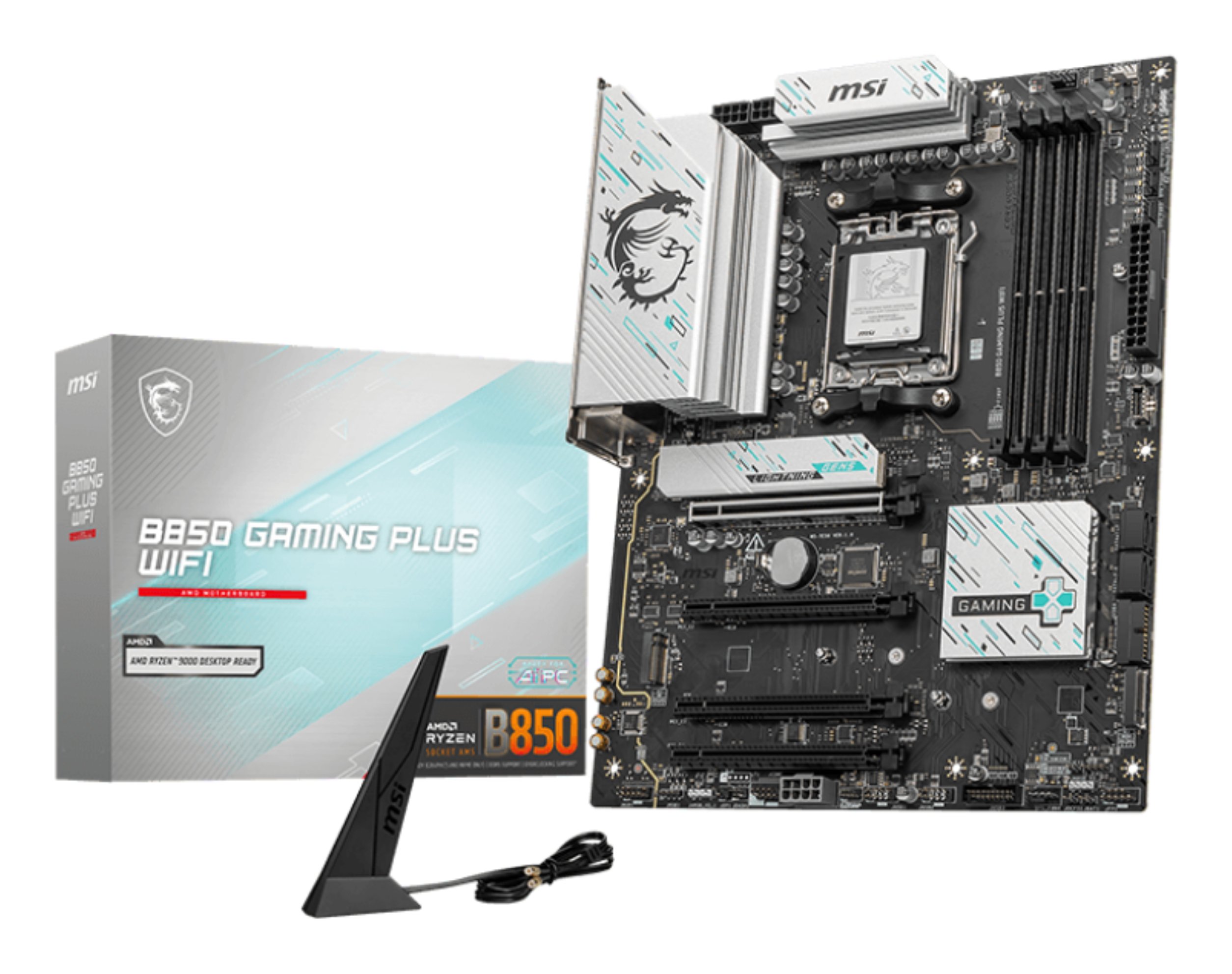 B850 GAMING PLUS WIF_1.jpg MB MSI B850 GAMING PLUS WIFI AM5 4DDR5 4PCIE 4M2 4SATA DP/TYPE-C - immagine 1