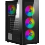 CASE MID-TOWER NO PSU RODAN R601 2USB3 0,5MM SPCC BLACK 4*FAN ARGB
