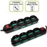 PRESA MULTIPLA TECNOWARE 4 SCHUKO 8 ITA 10/16A INTERRUTTORE NERA