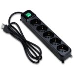 PRESA MULTIPLA TECNOWARE 5 SCHUKO INTERRUTTORE NERA