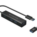 HUB USB 3.0 4 PORTE BK 4*USB A + ADATT.USB C (ALLUMINIO)
