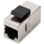 COUPLER CAT5E RJ45 UTP F/F NERO CON GANCI PER PANNELLI