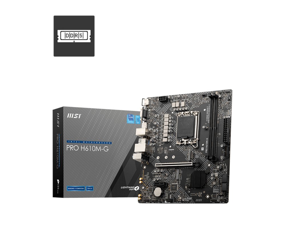 PRO H610M-G_1.jpg MB MSI PRO H610M-G DDR5 ST1700 MATX 2D5 1M.2 4S3 1HDMI 1DP 1VGA 1PCIE - immagine 1