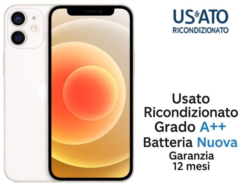 REFAP5022A_1.jpg IPHONE 12 MINI 128GB RICOND. WHITE GRADO A++ GARANZIA 1Y BATT.NUOVA - immagine 1
