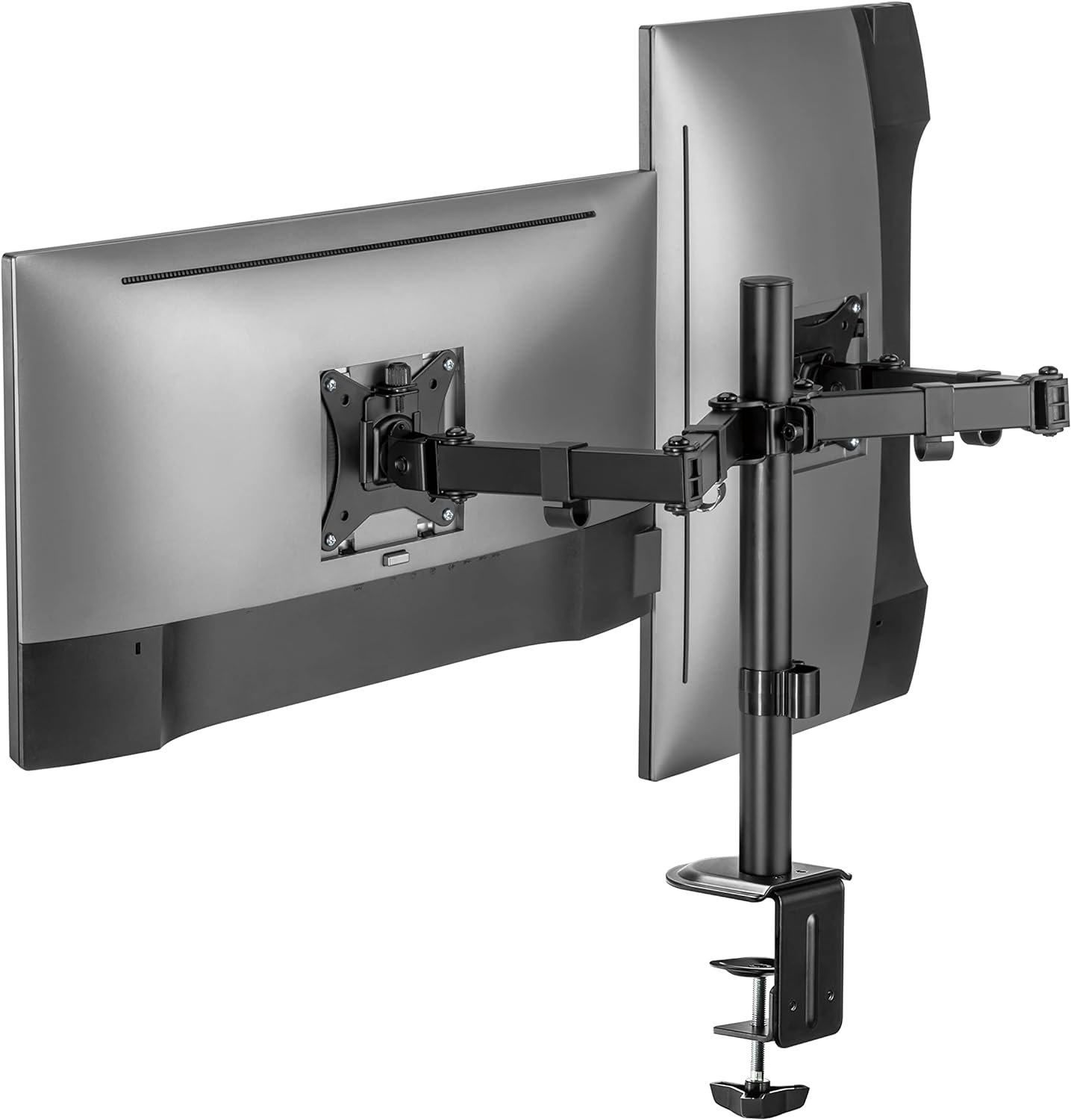 SUPSPC002_1.jpg STAFFA TV/MONITOR DA TAVOLO MORSA DIMENSIONI DA 13 A 32 2 MONITOR - immagine 1