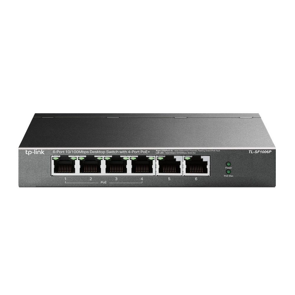 TL-SF1006P_1.jpg SWITCH 6P 10/100MBPS DI CUI 4P POE 67W POE POWER PLUG AND PLAY - immagine 1