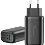 CARICA BATTERIA RAPIDO GAN 3P (2USB -C+1 USB-A) 65WATT NERO TECHMADE