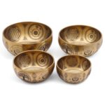 Pure Brass Etched Buddha - Set of 4 - Approx 3.85kg - immagine 16