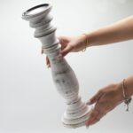 Classic Candle Stand - Whitewash - 37x10cm - Large - immagine 3