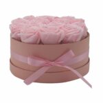 Soap Flower Gift Bouquet - 14 Pink Roses - Round - immagine 5