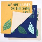 Printed Cotton Cushion Cover - We are Leaves - Blue - immagine 3