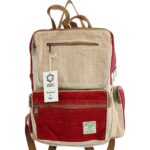 Large Boxy Hemp Backpack - Wine & Cream - immagine 2