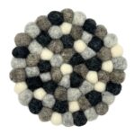Felt Ball Round Coasters - 10cm Multi Grey colour (set of 4) - immagine 3