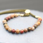 18K Gold Plated Gemstone Moss String Bracelet -  Picasso Jasper - immagine 6