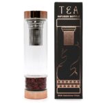 Crystal Glass Tea Infuser Bottle - Rose Gold - Red Jasper - immagine 2