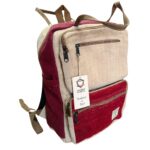 Large Boxy Hemp Backpack - Wine & Cream - immagine 3