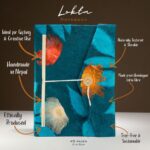 Lokta Bold Floral Notebook – Large (21x15cm) – 45 Leaves – Includes Bookmark – Midnight Blue - immagine 2