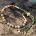 18K Gold Plated Gemstone Moss String Bracelet -  Picasso Jasper - immagine 7
