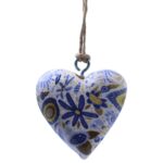 Large Decor Wood Hearts -  Blue Floral - immagine 3