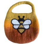 Water Felted Bee Bag - One Handle with Magnet  - Sunrise Orange - immagine 2