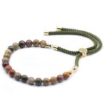 18K Gold Plated Gemstone Moss String Bracelet -  Picasso Jasper - immagine 5