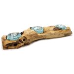 Molton Glass Flat Triple Candle Holder on Wood - immagine 9