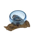 Molton Glass Mini Blue Bowl on Wood - immagine 4