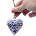 Large Decor Wood Hearts -  Blue Floral - immagine 2