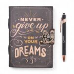 Leather Printed Notebook – Never Give Up On Your Dreams -  17.8×12.7 cm - immagine 8