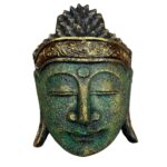 Home Decoration Buddha Head - 25cm - Green Shine Finish - immagine 2