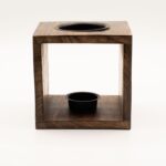 Large Square Mango Wood Oil Burner- Buddha Face - immagine 3