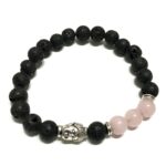 Lava Stone Bracelet - Buddha Rose Quartz