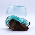 Molten Glass Mini Goldfish Bowl on Wood 20cm - immagine 2