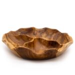 Smooth Round Teakwood Fruit Bowl Three Sections - 30x5.5cm - immagine 4