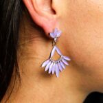 Lavender - Vintage Glass - Long Drop - Earrings - immagine 2