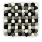 Felt Ball Square Placemat - 20cm Multi  Grey Colour - immagine 3