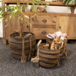 Bananna Leaf & Seagrass Large Baskets - Natural Browns- Set of 3 - immagine 8