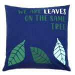 Printed Cotton Cushion Cover - We are Leaves - Blue - immagine 6