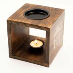 Large Square Mango Wood Oil Burner- Buddha Face - immagine 4