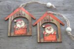 Pack of 2 Christmas Wooden Craft Decoration - Xmas Santa Gift - immagine 3