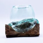 Molten Glass Mini Goldfish Bowl on Wood 20cm - immagine 7
