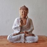 Hand Carved Buddha Statue - 40cm Teaching Transmission - Whitewash - immagine 2