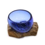 Molton Glass Mini Blue Bowl on Wood - immagine 3