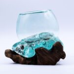 Molten Glass Mini Goldfish Bowl on Wood 20cm - immagine 6