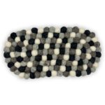 Felt Ball Oval Centre Mat - 38x18cm Multi Grey Colour